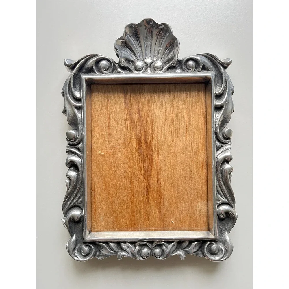 Holland Boone Polished Pewter Picture Frame, HEAVY, Rococo/Baroque style